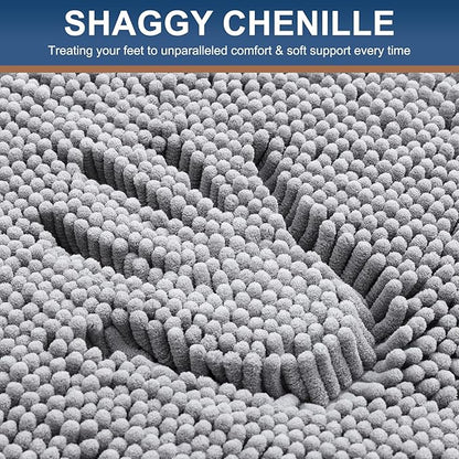 Smiry Luxury Chenille Toilet Rugs U-Shaped 24x20, Soft Absorbent Non-Slip - Image 3