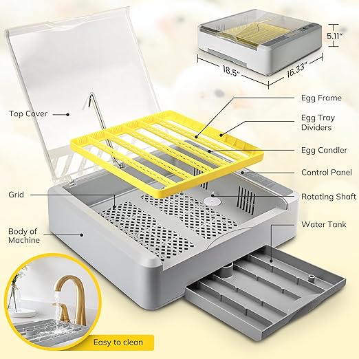36-60 Egg Incubator with Automatic Egg Turning and Humidity Control, Chicken - Image 6