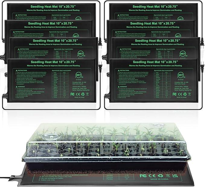 Seedling Heat Mat 8 Pack, Waterproof Warm Hydroponic Plant Heating Mat by HYDGOOHO