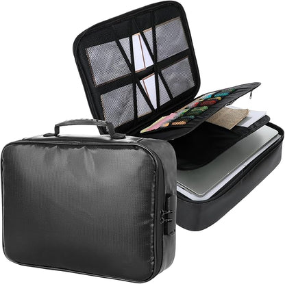 Fireproof Document Box with Lock, Waterproof File Organizer Portable Travel by Dimeho
