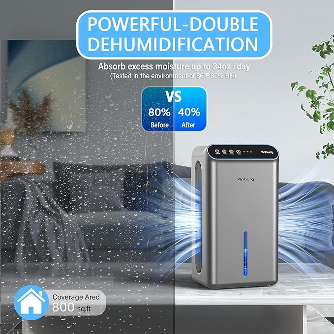Dehumidifier for Basement Quiet Dehumidifiers for Home, Auto Shut-Off, Sleep - Image 3