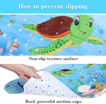 Bath Mat for Tub Non Slip, Machine Washable Anti-Slip Cartoon Baby Bathtub - Image 3