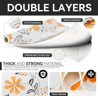 RAY STAR Shelf Liner, 12 Inch x 10 Feet Non Adhesive Daisy Floral Printed - Image 7