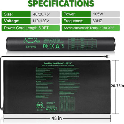 Seedling Heat Mat 48"x20.75", UL & MET-Certified Waterproof Plant Heating Pad - Image 4