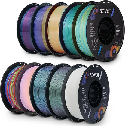 Sovol PLA Filament 10KG, Silk Tri Color & Dual Color Co-Extrusion PLA, Shiny by Sovol