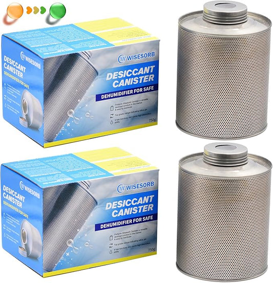 750 Grams Gun Safe Dehumidifier, 2 Pack Reusable Canister Desiccant Dehumidifier by Wisesorb