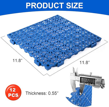 MYFAMIREA Modular Interlocking Cushion 12 Pack 11.8" x 11.8" Rubber Floor Tiles - Image 2
