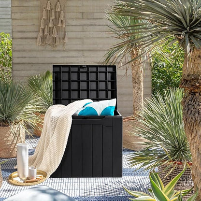 JUMMICO 31 Gallon Resin Deck Box Waterproof Indoor Outdoor Storage Boxes - Image 4
