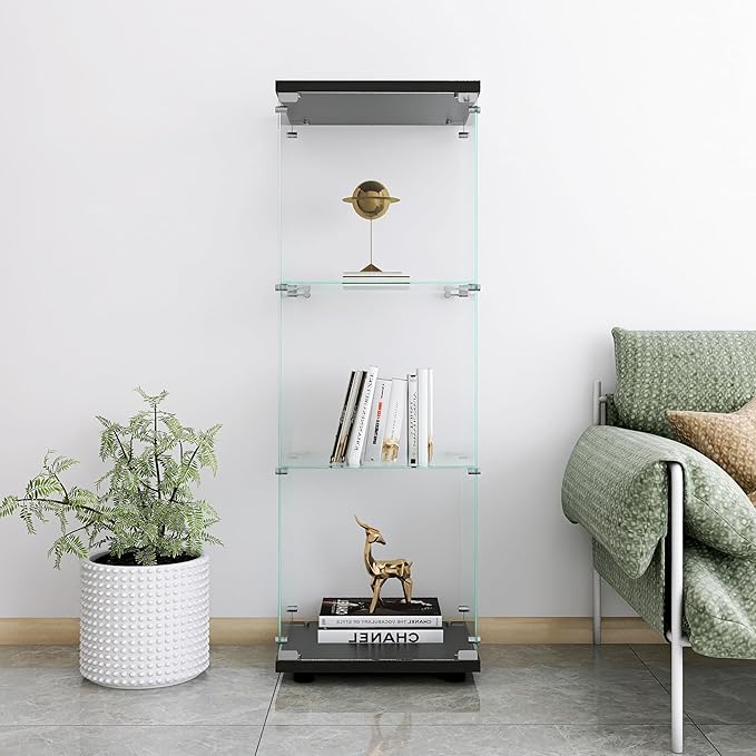 Yoluckea 3 Shelves Glass Display Cabinet by Yoluckea