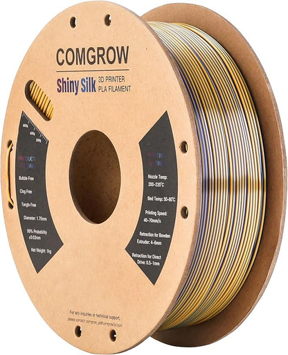 Comgrow Silk PLA 3D Printer Filament, Dual Color 2 in 1 Golden and Blue - Image 7