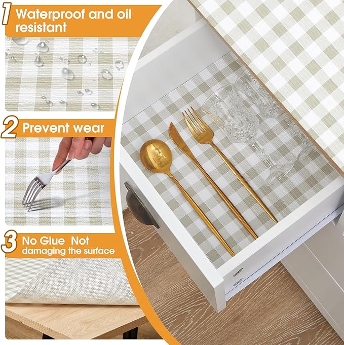 Viseeko Shelf and Drawer Liner for Kitchen Cabinet, Non-Adhesive Cabinet Liners - Image 6