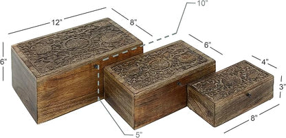 Deco 79 Mango Wood Floral Handmade Decorative Box Decorative Keepsake Boxes - Image 6