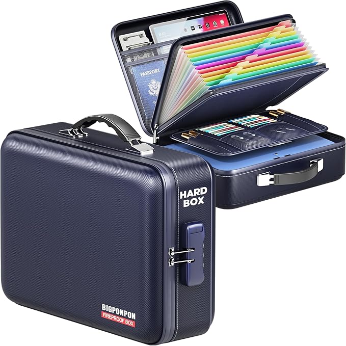 Fireproof Document Box, Hard Case Highly Flame-Resistant Fire Proof Waterproof by BigPonPon