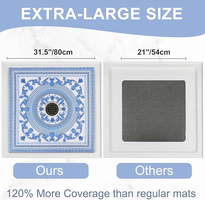 Square Shower Mat Non Slip: 32x32 Inch Extra Large Shower Mats - Image 2