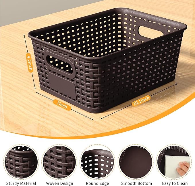 Brown Plastic Storage Baskets - Image 2