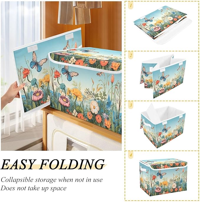 xigua Colorful Flower Pattern Storage Bins - Image 4