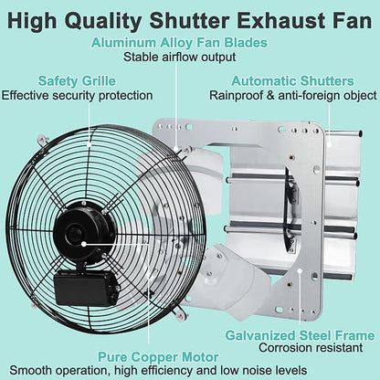 14 Inch Shutter Exhaust Fan, Wall Mount Attic Fan - Image 6