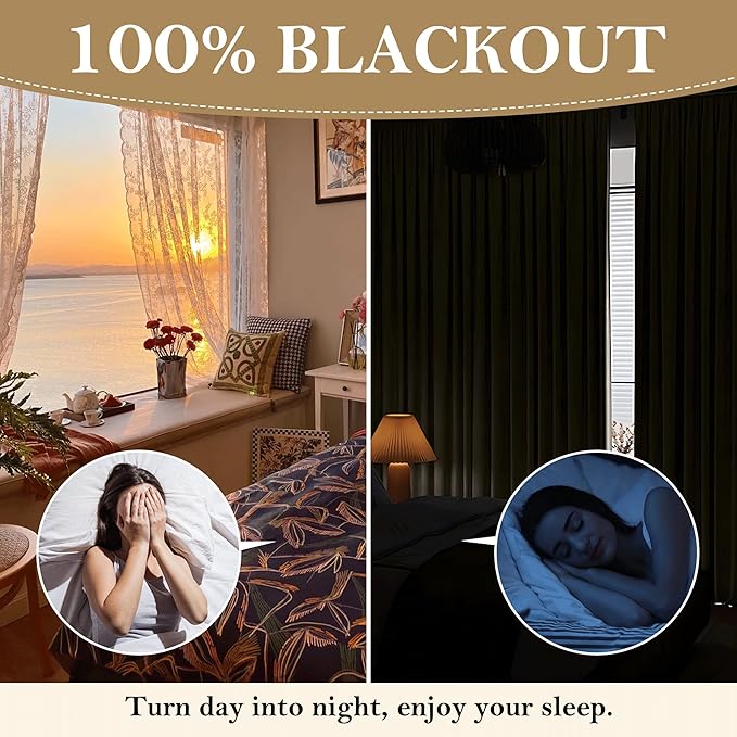 RYB HOME Blackout Curtains 108 inches Long, Thermal Insulated Natural Linen - Image 4