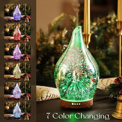 Porseme Oil Diffuser 3D Glass Aromatherapy Ultrasonic Humidifier, Air Refresh - Image 2