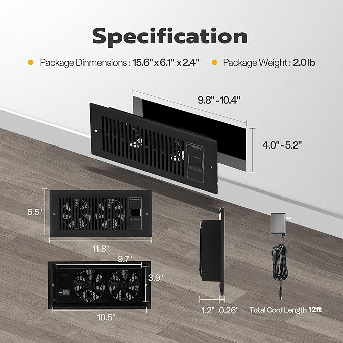 VIVOHOME Quiet Register Booster Fan - Image 5