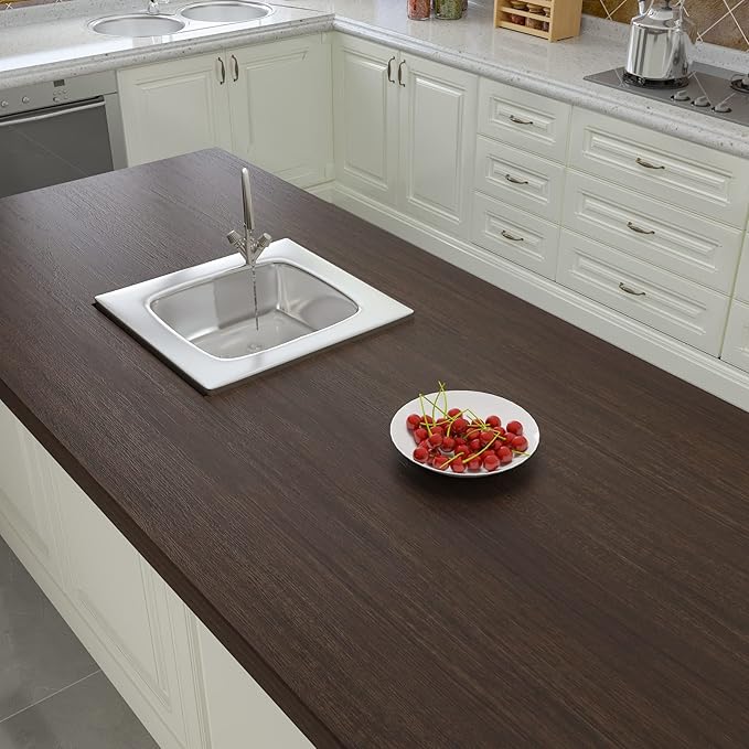 CRE8TIVE 24"x354" Dark Brown Wood Contact Paper Peel and Stick Wood Wallpaper - Image 3