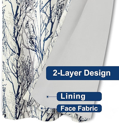 DriftAway Linen Printed Blackout Curtains Tree Branch Pattern Double Layer 96 - Image 4