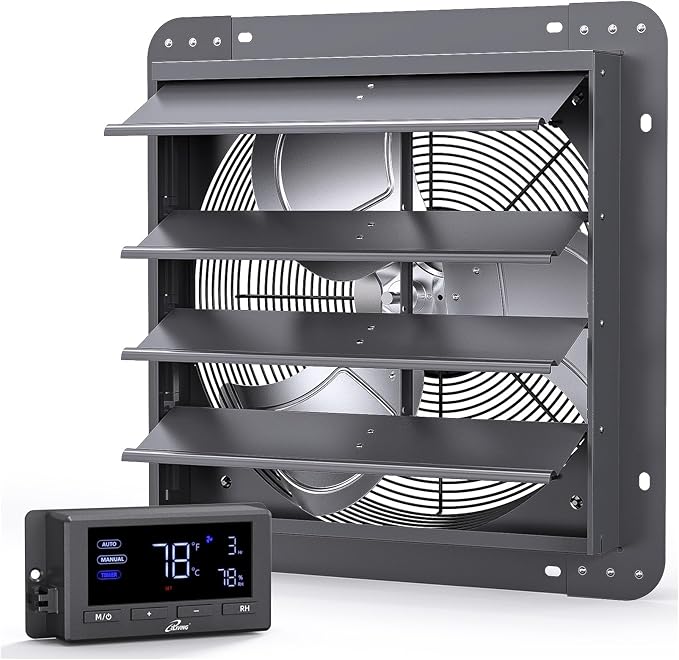 iLIVING 14" Wall Mounted Shutter Exhaust Fan, Automatic Shutter, Temperature by iLiving