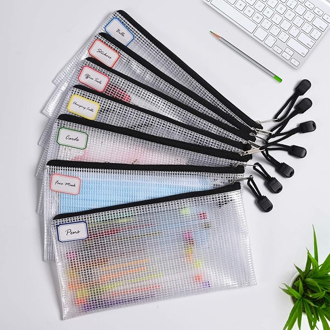 Plastic Mesh Zipper Pencil Pouches, A6 Size Zipper Documents Pouch Document - Image 3