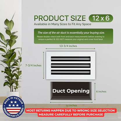 Modern Air Vent Cover 12x6 – Aluminum Linear Slot Diffuser, Decorative White - Image 3