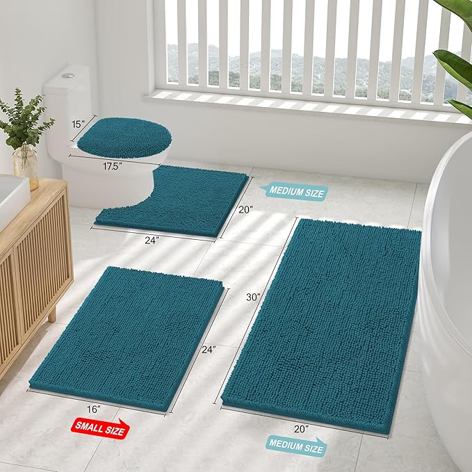 Smiry Luxury Chenille Bathroom Rugs 24x16, Extra Soft and Absorbent Shaggy Bath - Image 2