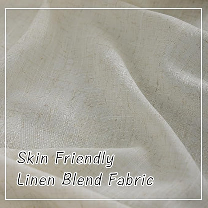 DONREN Beige Burlap Linen Textured Curtains & Drapes - Image 5
