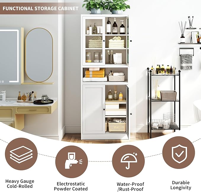 Kitchen Pantry Cabinet with Microwave Stand, Assembly Required - Image 3
