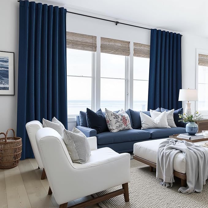 Navy Blue 100% Blackout Curtains 45 Inches Long 2 Panels Set, Kids/Boys Rooms - Image 6