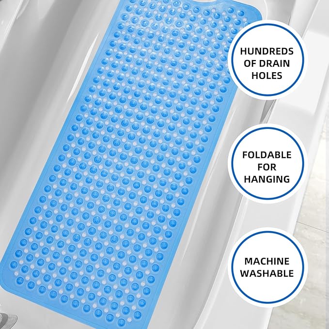 ZHICHENG Bath Tub and Shower Mats, Non-Slip 39 x 16 Inch Extra Long Bath Mat - Image 5