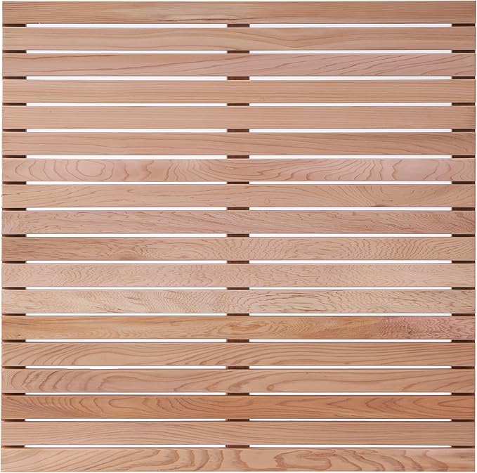 bingaai Cedar Wood Shower Mat 36" × 36" Square, Cedar Wooden Bath Mats by WhenStyleMeetsPracticality