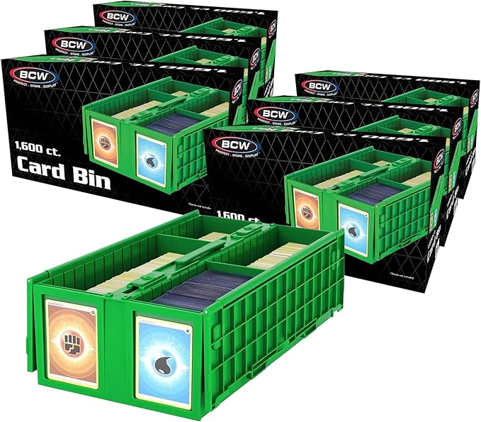 BCW Collectible Card Bin Green | Holds up to 1600 Cards | Plastic Storage Box by BCW