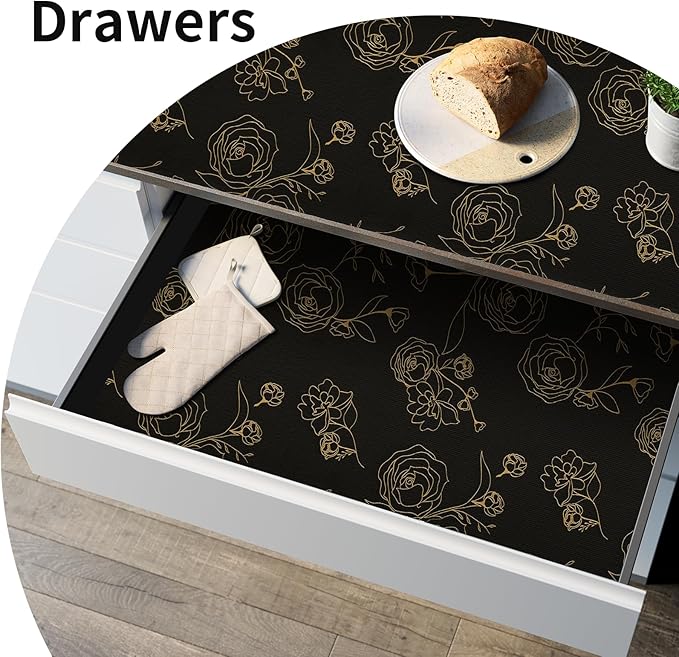 Shelf Liners for Kitchen Cabinets 23.6in x 20FT Non Adhesive Drawer Liner Black - Image 9