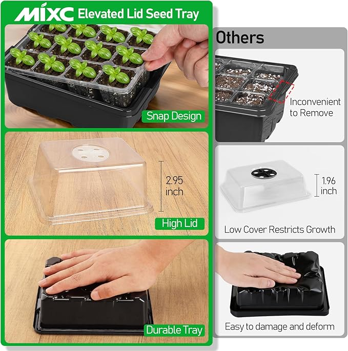 MIXC Seed Starter Tray with Elevated Lid, 120 Cells Seed Starter Kit with - Image 4