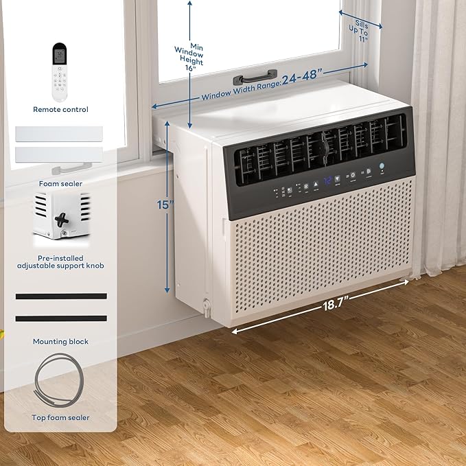 ZAFRO 10000 BTU U Shaped Window Air Conditioner Cools up to 450 Sq. Ft. - Image 2