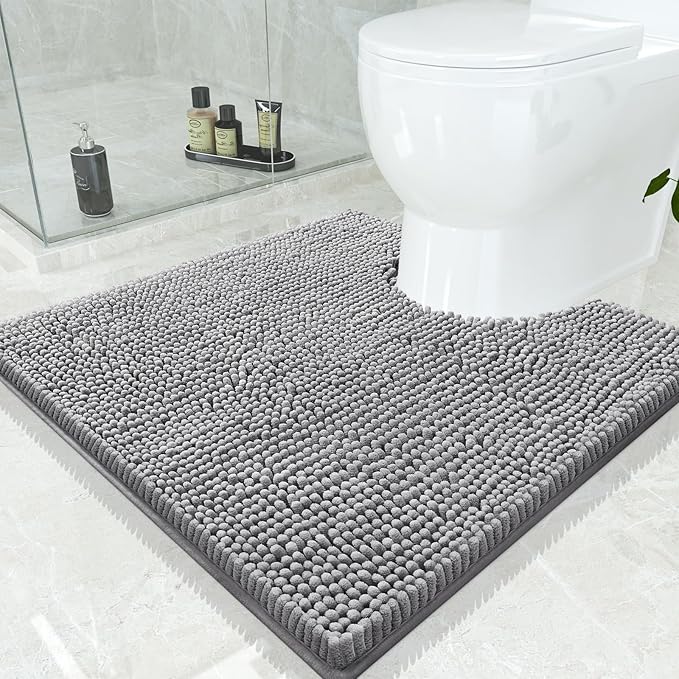 Smiry Luxury Chenille Toilet Rugs U-Shaped 24x24, Soft Absorbent Non-Slip by Smiry