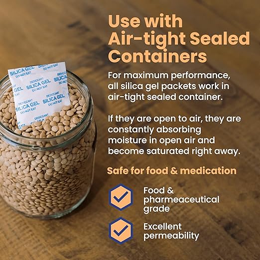 Wallaby 5 gram Food Safe Pure White Silica Gel Desiccant Dehumidifier Packs - Image 4
