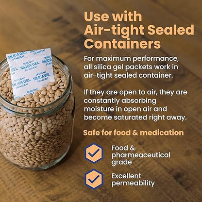 Wallaby 5 gram Food Safe Pure White Silica Gel Desiccant Dehumidifier Packs - Image 4