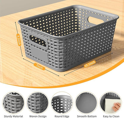 Gray Plastic Storage Baskets - Image 2