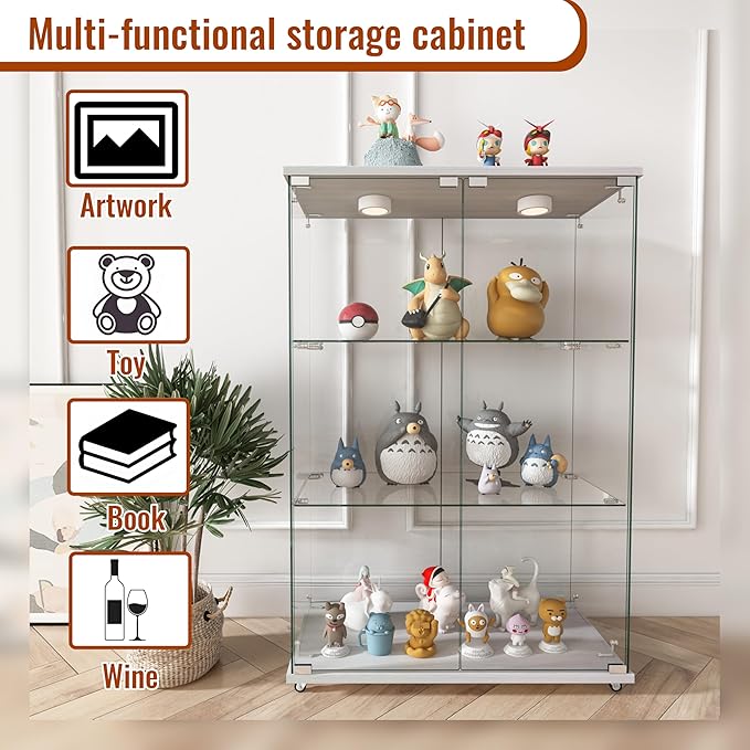 Yoluckea 3-Tier Glass Display Cabinet - Image 4