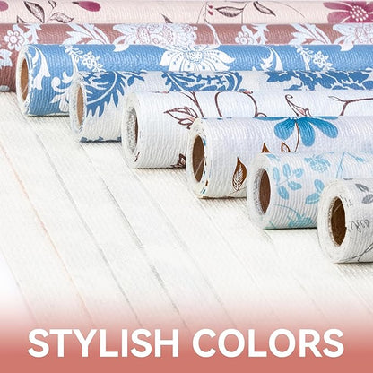 RAY STAR Shelf Liner, 12 Inch x 10 Feet Non Adhesive Vintage Navy Blue Floral - Image 9