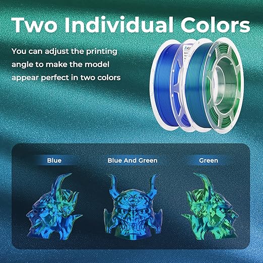 AMOLEN Silk PLA 3D Printer Filament Bundle, Shiny Dual Color PLA Filament - Image 3
