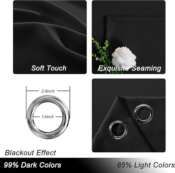 Hiasan Patio Sliding Door Blackout Curtains-10ft Wide x 8ft Tall, Grommet - Image 2