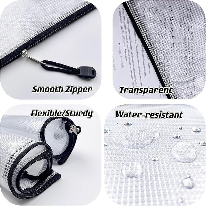 Oaimyy-B5, Mesh Zipper Pouch Document Folders Bag Plastic Zip File Folders - Image 3