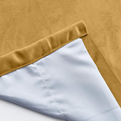 ChadMade Extra Wide Blackout Lined Premium Velvet Curtain Wheat 120Wx102L Inch - Image 5