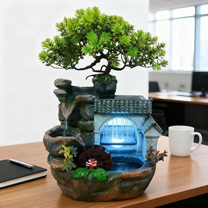 11" Desktop Fountain Rock Waterfall Humidifier - Image 8